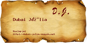 Dubai Júlia névjegykártya